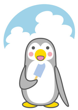 アイスを食べるペンギン