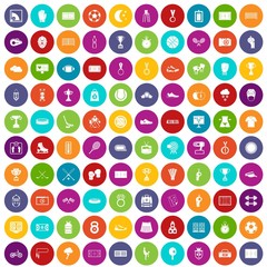 100 stadium icons set in different colors circle isolated vector illustration