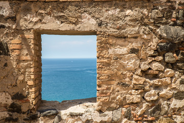 Window on old castle wall