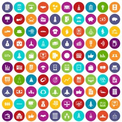 100 startup icons set in different colors circle isolated vector illustration