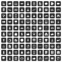 100 startup icons set in black color isolated vector illustration