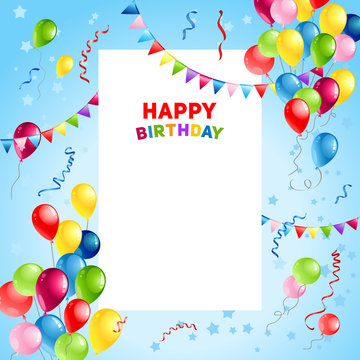Balloons Happy Birthday card template