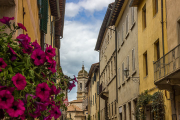 Fototapeta na wymiar San Quirico di Orcia old town in Tuscany in Italy