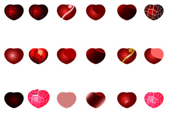Hearts vector logo and icon set collection