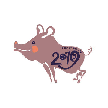 Template for the year of the pig 2019. New Year on the Chinese calendar.