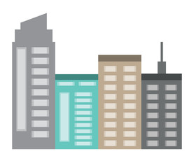 city buildings icon over white background, vector illustration