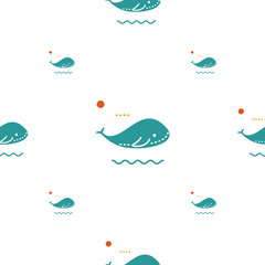 Sea creatures seamless pattern