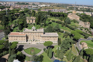 Fototapeta na wymiar View to Vatican City and Rome from St. Peter's Basilica, Italy