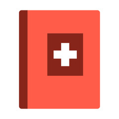 vector book with medical cross sign, education icon - medical symbol isolated
