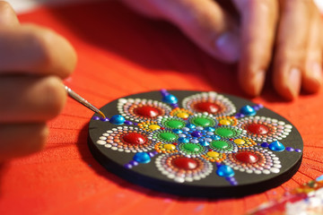 beautiful mandala painted with a brush