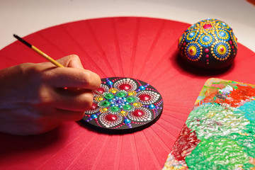 beautiful mandala painted with a brush