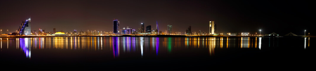 Fototapeta na wymiar Bahrain skyline during night, a panoramic view