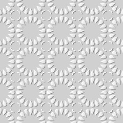 3D white paper art Islamic geometry cross pattern seamless background