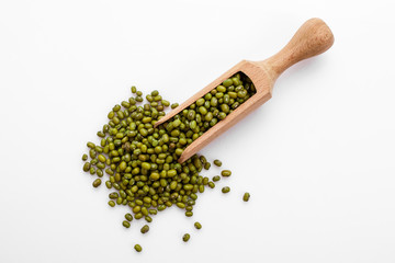 fresh muung beans on a white background