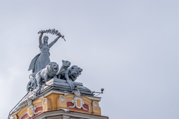 Sculptures on top of The National Theatre of Cluj-Napoca, Romania