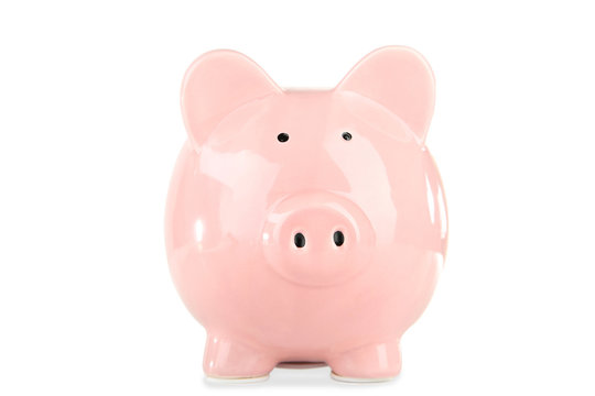 Pink Piggy Bank Isolated On White Background