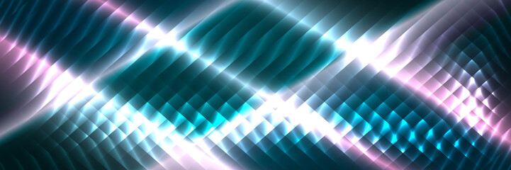 Abstract Colorful Linear Pattern. Volumetric Stripes with Neon Lighting. Raster. 3d Illustration
