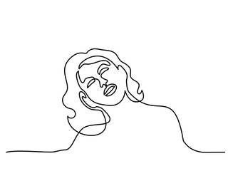 Continuous one line drawing. Abstract portrait of a woman. Vector illustration.