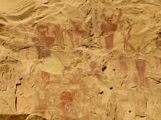Pictograph panel in Sego Canyon, Utah, showing Barrier Canyon Style rock art.