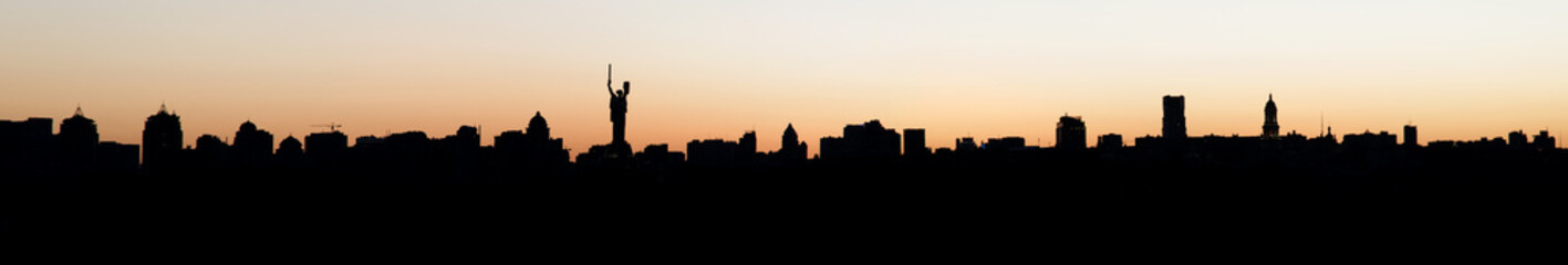 panorama of the city of Kiev at sunset