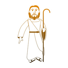 Jesuschrist with stick cartoon vector illustration graphic design