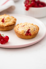 Homemade cookies with red currant jam. Copy space.