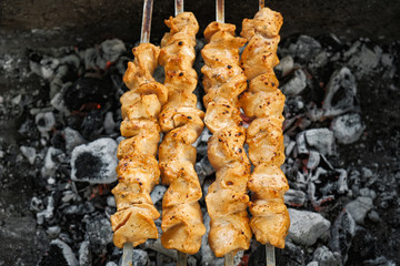 barbecue chicken with crispy crispy crust