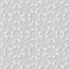 3D white paper art Islamic geometry cross pattern seamless background