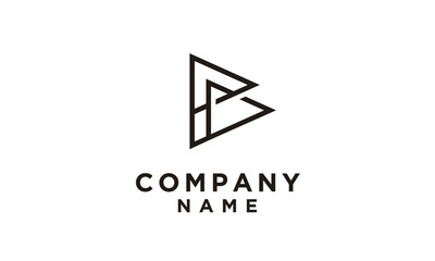 Monogram / Initials B or PB with Pennant Triangle Shape logo design inspiration