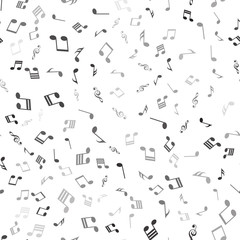 Seamless pattern with falling music notes. Vector.