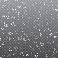 Seamless pattern with falling music notes. Vector.