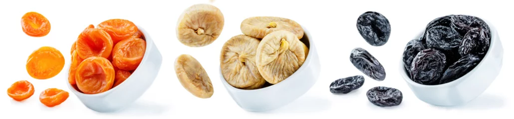Foto op Canvas Trio of dried fruits isolated © nata_vkusidey