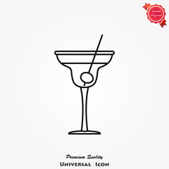 Cocktail icon on background, vector illustration
