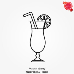 Cocktail icon on background, vector illustration