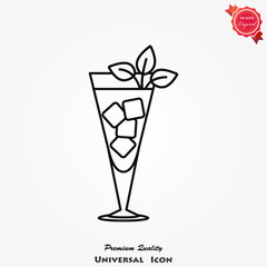 Cocktail icon on background, vector illustration