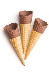 Ice cream cone with chocolate.