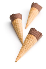 Ice cream cone with chocolate.