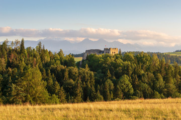 View of Czorsztyn Castle in Pieniny. Poland.