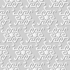 3D white paper art Islamic geometry cross pattern seamless background
