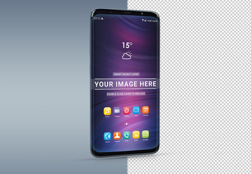 Isolated Smartphone with App Icons Mockup