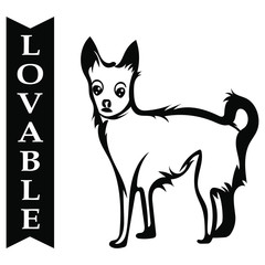 Vector drawing of a chihuahua with copy space