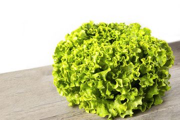 Lettuce Salad. Organic food. The background is white. Macro. Copy space. Horizontal shot.