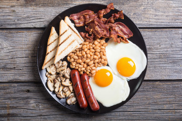 English breakfast with eggs