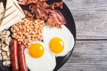 English breakfast with eggs