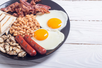 English breakfast with eggs