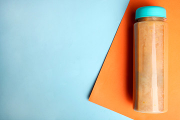 Apricot smoothies in a bottle