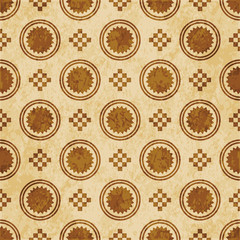 Retro brown cork texture grunge seamless background Round Check square Mosaic Cross