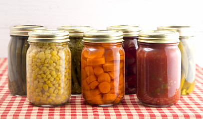 An Assortment of Various Fruits and Vegetables that have been Canned at Home
