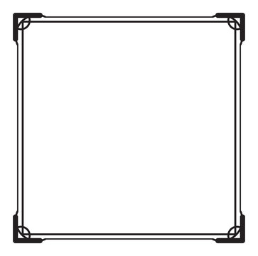 Black and white square frame with simple ornament. 