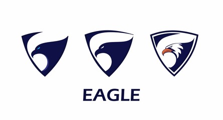 Fototapeta premium wild Eagle with shield badge team minimalistic and realistic logotypes